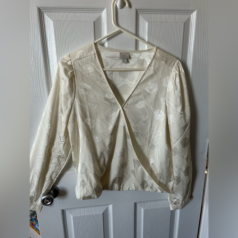 A New Day Satin Wrap Blouse